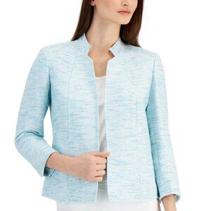 Anne Klein Business Light Blue and White Tweed Blazer Jacket Women's Size 6